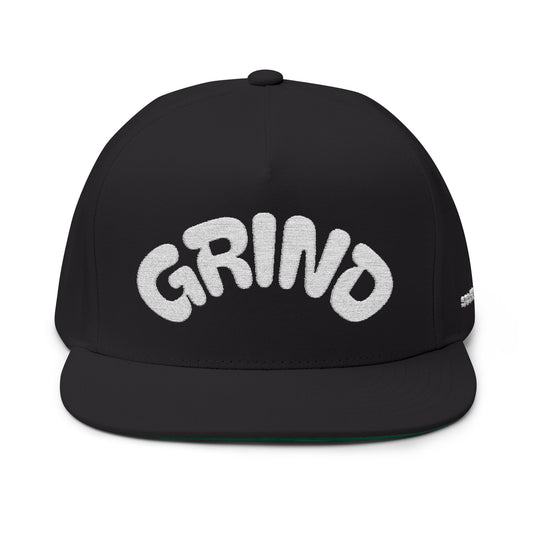 Stylish Embroidered Cap - GRIND, Trendy Flat Bill Hat, Unisex Snapback Cap, Gift for Students, Athletes, Motivational Merch